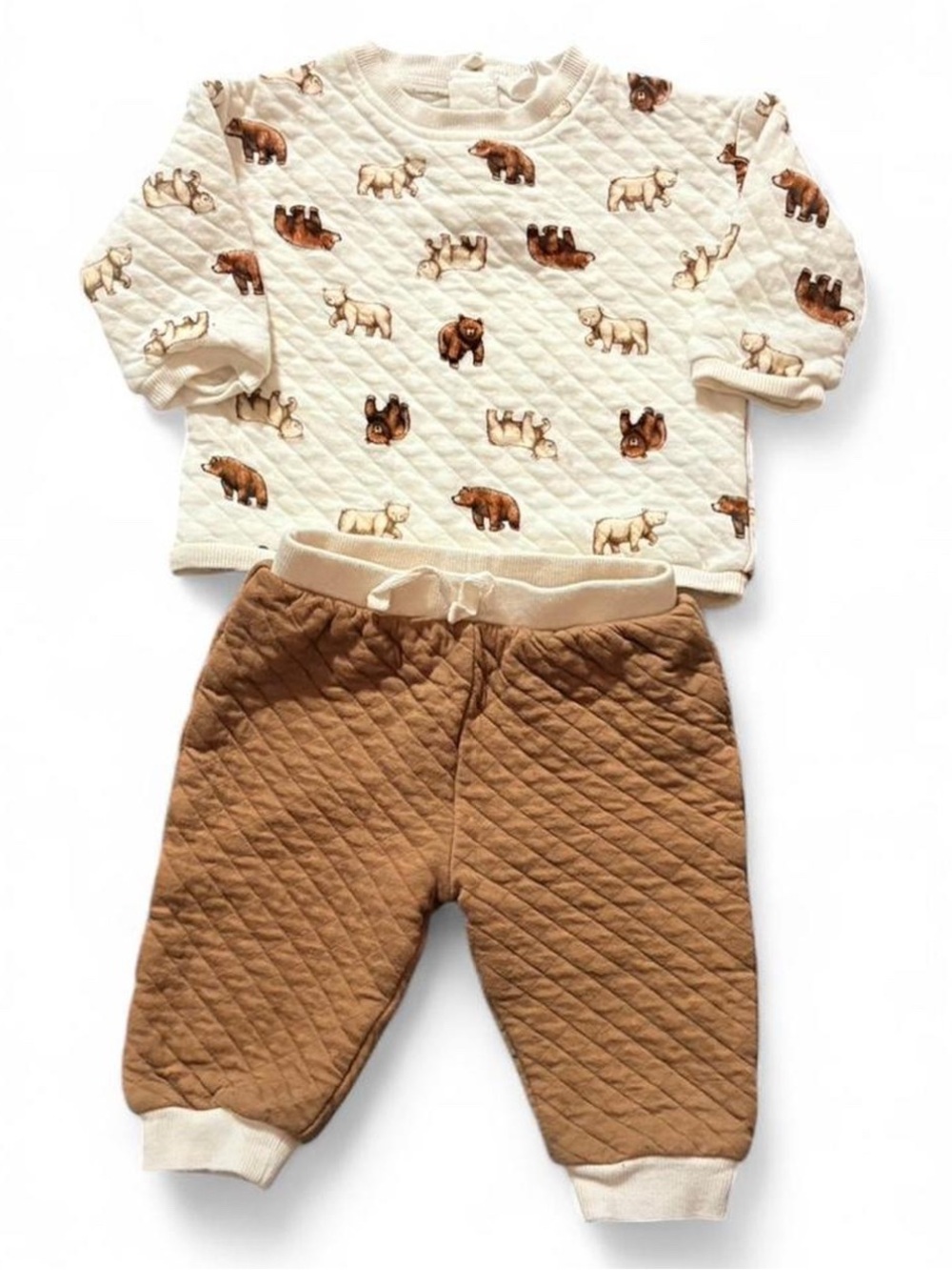 Brown and Cream Baby Boy Bear Outfit Size: 6 months